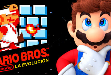 Mario y Super Mario Bros. mostrando la evolución del personaje.